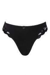 Sort plussize trusse med blonder og sløjfedetalje, behagelig pasform, størrelser 42-60.
