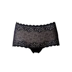 Sort plussize blondehipster trusse med elegant mønster og komfortabel pasform.