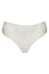 Plussize blonde trusse i creme farve med elastisk kant og blomstermønster, til komfortabel pasform.