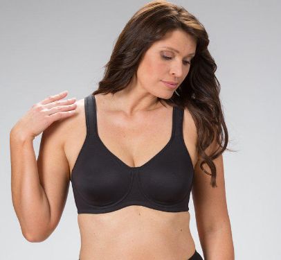 Sort plussize BH med brede skulderstropper og fuldskålsstøtte, perfekt til hverdagskomfort.