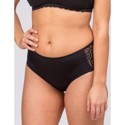 Sort plussize trusse med delikat blondekant, designet til komfort og elegance i hverdagen.