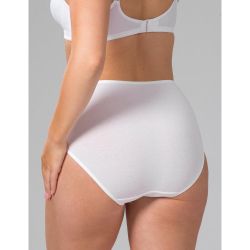 Plussize højtaljede hvide trusser med komfortabel pasform og diskret sømdetalje.