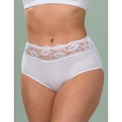 Hvid plussize trusse med blonder, behagelig pasform til hverdagsbrug.