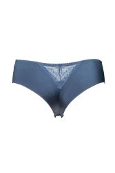 Plussize hipster-trusse i blå med blonder - behagelig og stilfuld hverdagsundertøj.