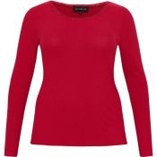 Rød langærmet bluse i plussize med rund halsudskæring, optimeret til komfort og stil.