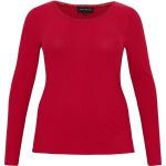 Rød langærmet bluse i plussize med rund halsudskæring, optimeret til komfort og stil.
