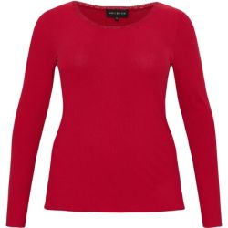Rød langærmet bluse i plussize med rund halsudskæring, optimeret til komfort og stil.