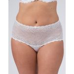 Hvide plussize blonde trusser med elastisk talje og delikate detaljer.