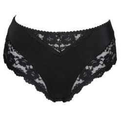 Sorte plussize blonde trusser med transparent detalje, ideel til komfortabel daglig brug.