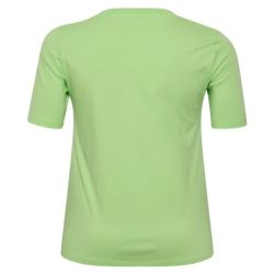 Lys grøn T-shirt i plussize med korte ærmer og rund halsudskæring, bagfra visning.