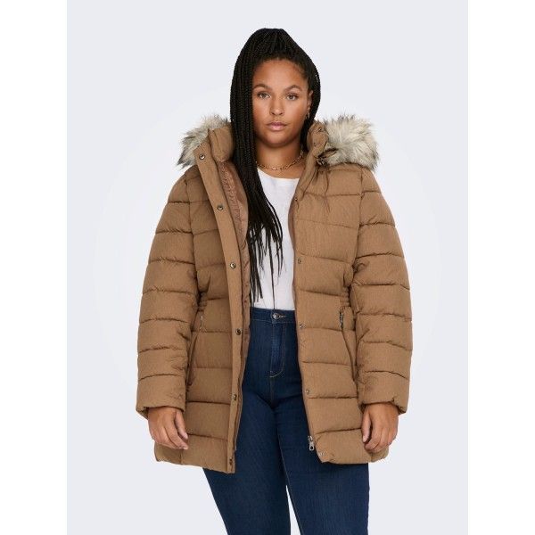 Curvy Lang Quiltet Jakke med knapper og lynlås