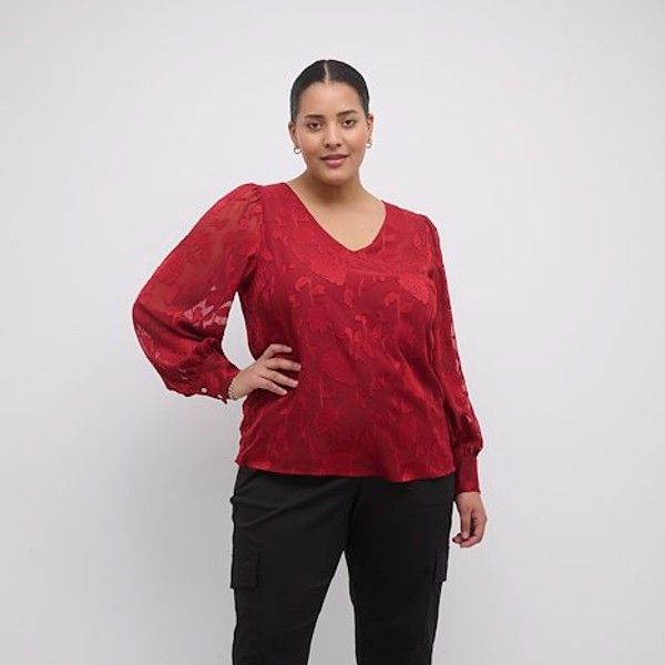 KCtulle Bluse rød plussize