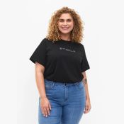 Økologisk bomulds t-shirt sort fra Zizzi