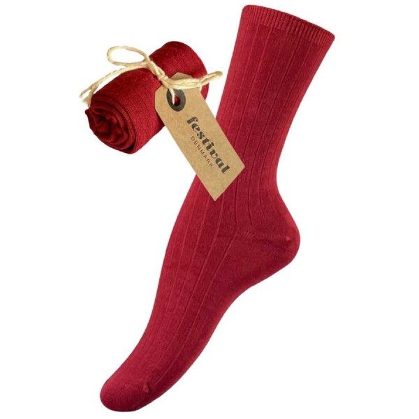 Festival Bambus Strømper i shiny red