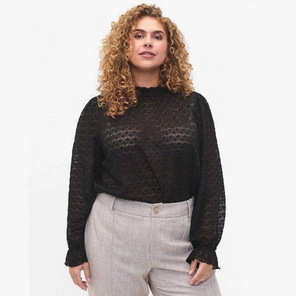 Zizzi Langærmet Bluse sort