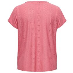 Blød koral T-Shirt i åndbart mesh fra Only Carmakoma