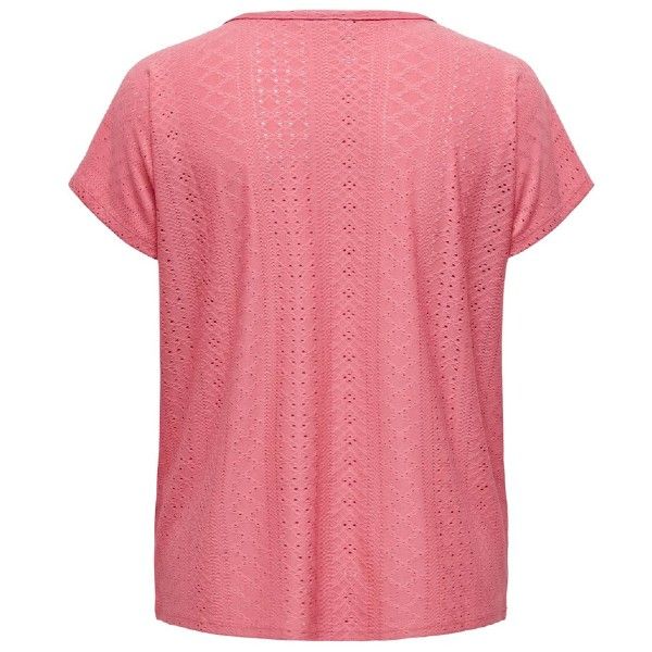 Blød koral T-Shirt i åndbart mesh fra Only Carmakoma