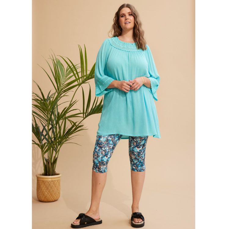 Capri Leggings med stræk i turkis
