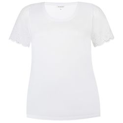 T-Shirt med med broderi anglaise ærmer