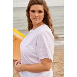 T-Shirt med med fine broderi anglaise ærmer