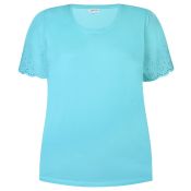 Sød turkis T-Shirt med Broderi Anglaise 200272