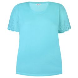 Sød turkis T-Shirt med Broderi Anglaise 200272