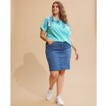 Zhenzi Sian Denim Nederdel med skånebuks
