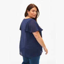 Zizzi Bluse Navy Prikket Tekstur bagfra