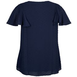 Zizzi Bluse Navy Prikket Tekstur og korte ærmer bagfra