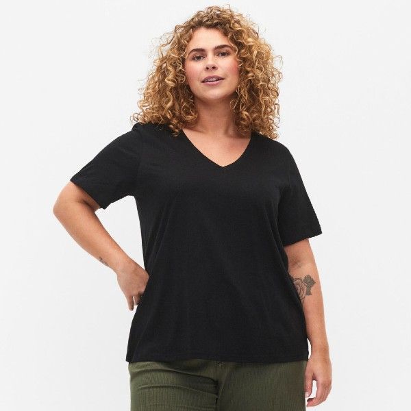 Kortærmet Basis Zizzi T-shirt Sort