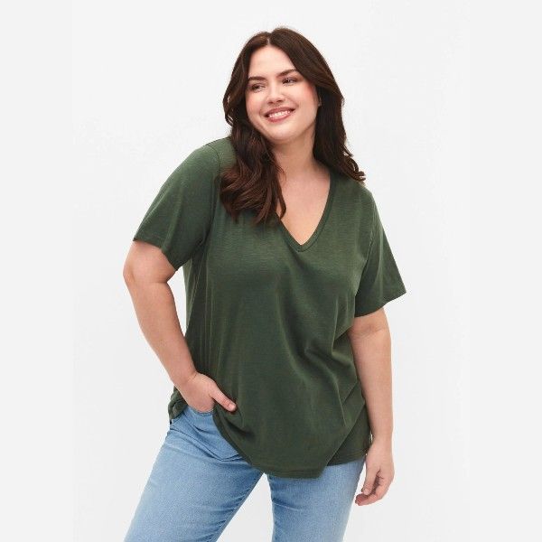 Kortærmet Basis Zizzi T-shirt Grøn