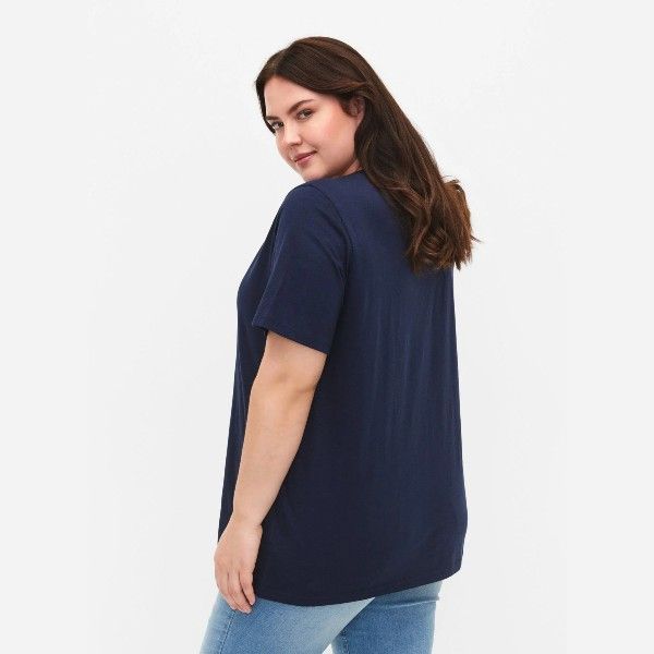 Kortærmet Basis Zizzi T-shirt Navy bagfra