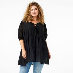 A-formet Viskose Tunika sort fra Zizzi M58970A