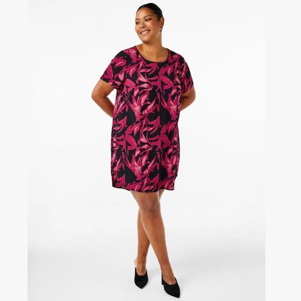 Super sød Kjole fra Zizzi med print og korte ærmer rød