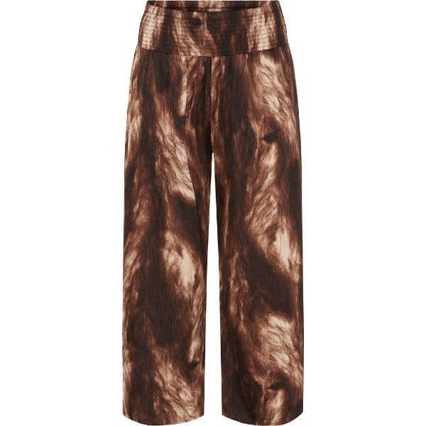 Loose pants i Mocca Brown and Cream Graphic Print
