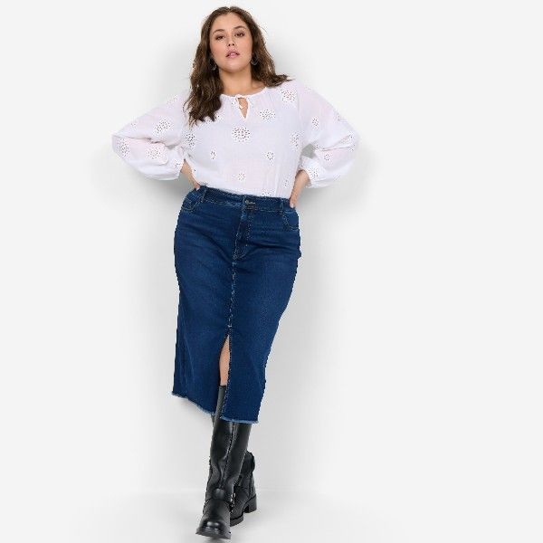 Mørkeblå Denim Nederdel fra Wasabi