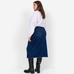 Mørkeblå DenimNederdel fra Wasabi bagfra