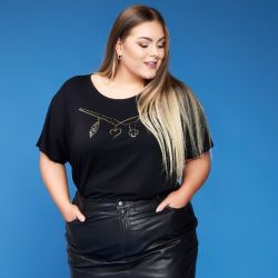 Sort T-shirt fra NO. 1 by OX med print 62742