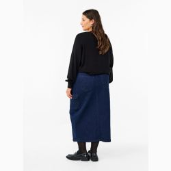 Maxi Denim Zizzi Nederdel bagfra