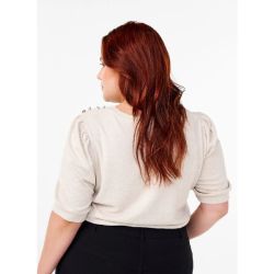 Zizzi Bluse med knapdetalje og korte pufærmer set bagfra