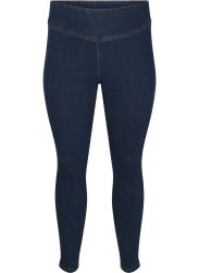 Mørkeblå plussize jeggings med elastisk linning, designet til komfort og stil i hverdagen. Størrelse 42-56.
