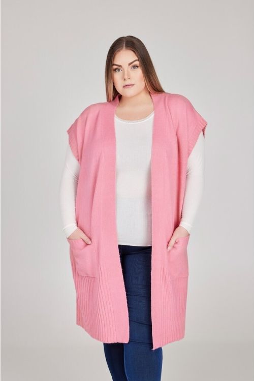 Sort Lang Waistcoat i Strik fra NO. 1 by OX