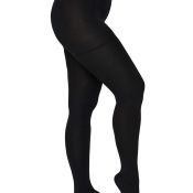 Sorte plus size strømpebukser, fuld længde, ensfarvede, elastisk linning, glat tekstur, til hverdagsbrug og kontor.
