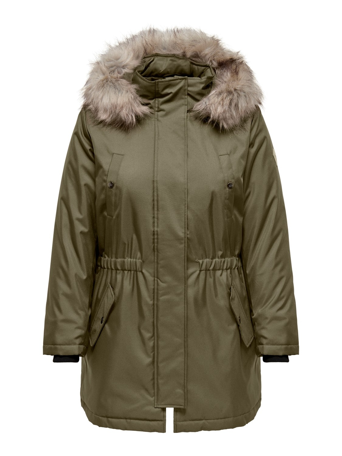 Khaki Parka Coat fra Only Carmakoma - størrelse M (46-48)