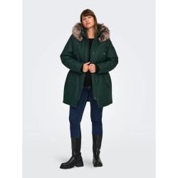 Varm Olivengrøn Parka Coat fra Only Carmakoma