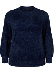 Mørkeblå glimmer sweater, str. 42-56