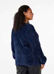 Blå glimmercardigan, blød kvalitet