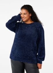 Blå glimmer sweater, plussize