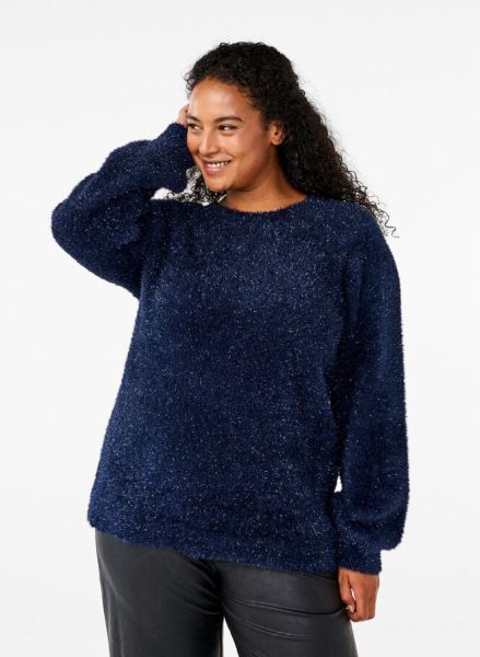 Blå glimmer sweater, plussize