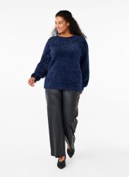 Glitrende blå sweater, str. 42-56